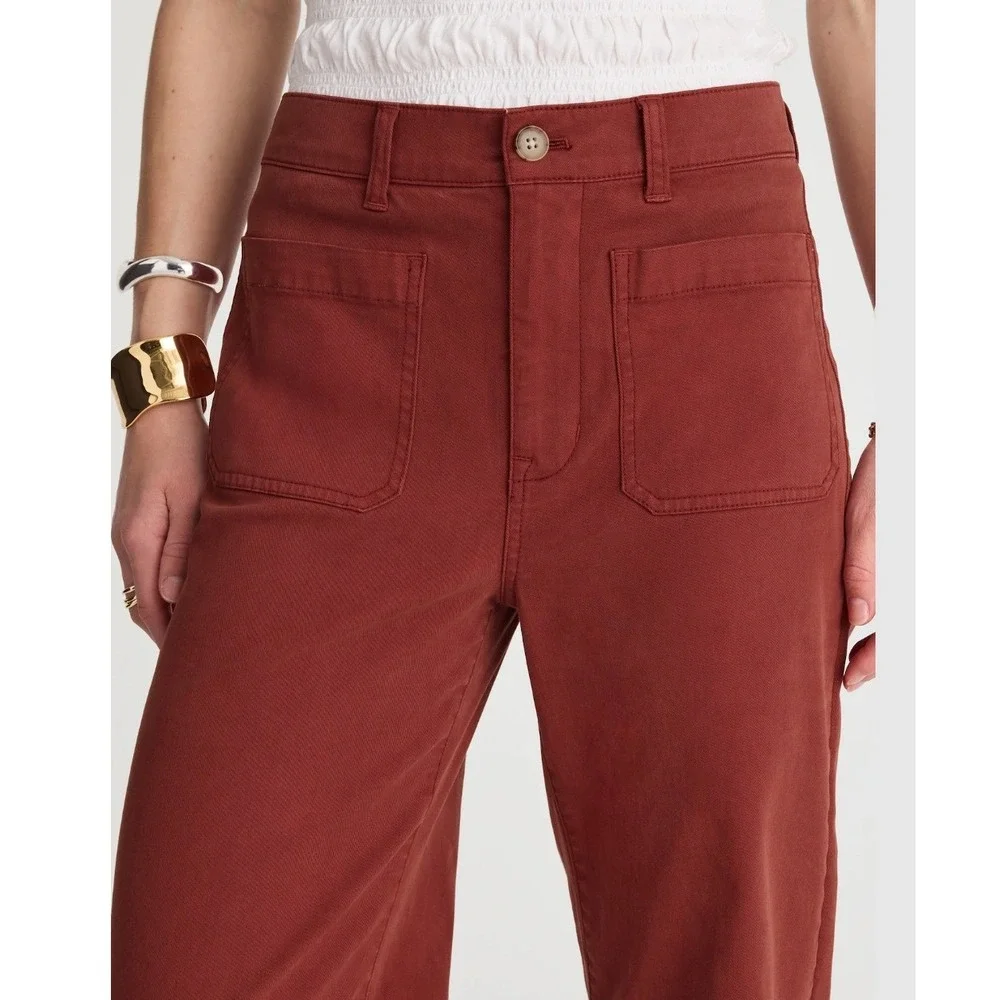Madewell Emmett Wide-Leg Patch Pocket Pants Antique Rose Red Size 33‎ NEW